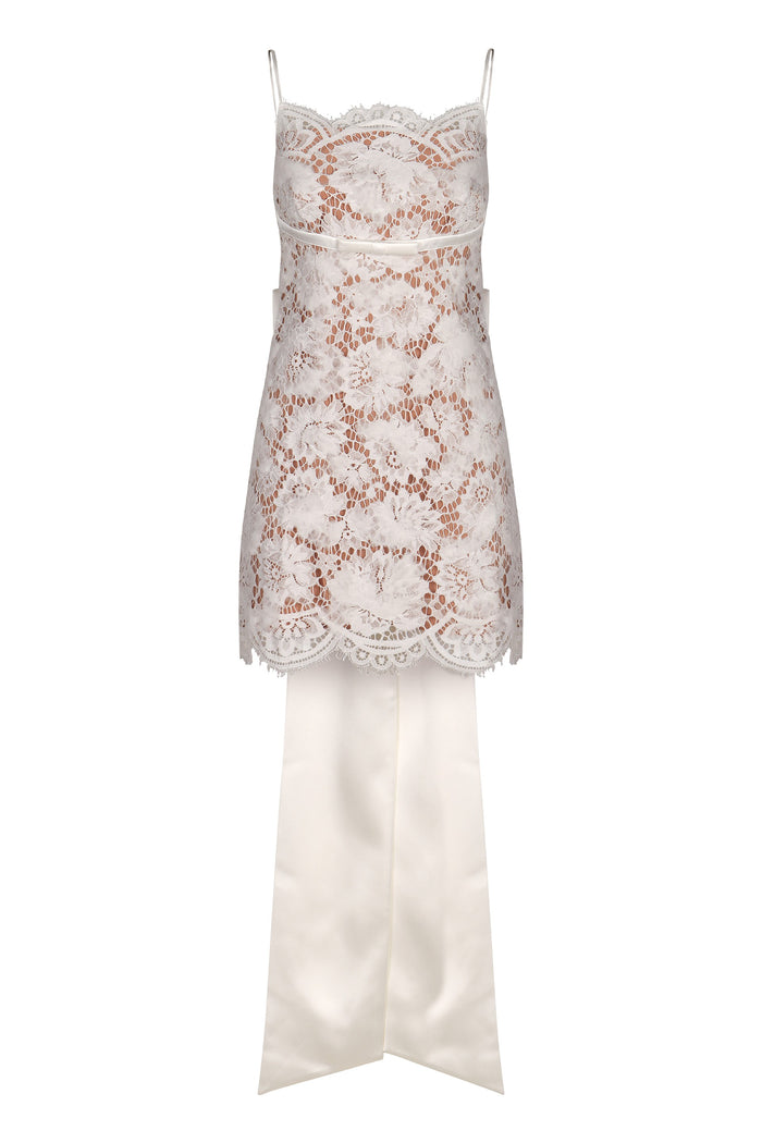 Self-Portrait Mini Lace Dress With Bow