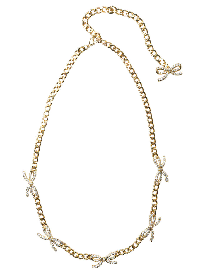 Self-Portrait Necklace With Bows With Crystals