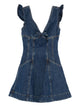 Self-Portrait Denim Flared Mini Dress