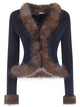 Self-Portrait Black Faux Fur Knit Cardigan