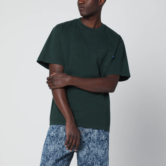 Awake Ny Green Crewneck T-Shirt With Logo