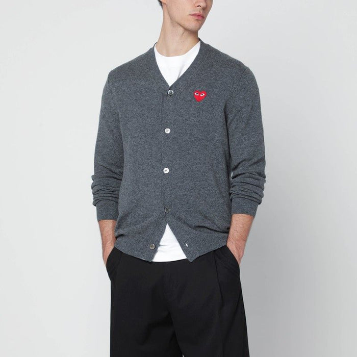 Comme Des Garçons Play Grey Wool Cardigan
