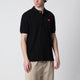Comme Des Garçons Black Red Heart Cotton Polo Shirt
