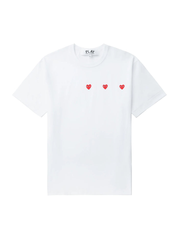 Comme Des Garçons Play Triple Hearts Logo T-Shirt