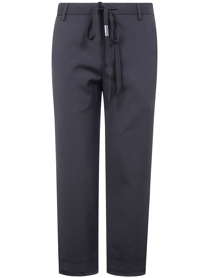 Ann Demeulemeester "Rael" Cigarette Trousers With Raw Edge Cotton Detail