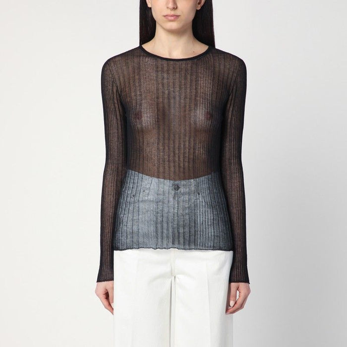 Roberto Collina  Semi-Transparent Black Sweater