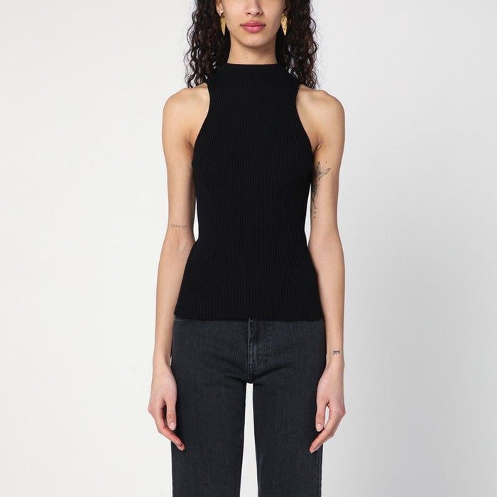 Roberto Collina  Black Ribbed Tank Top