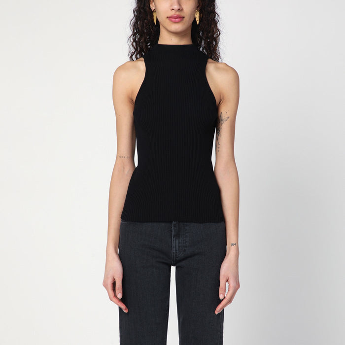 Roberto Collina Black Ribbed Tank Top
