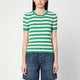 Roberto Collina  Green/Ivory Striped Sweater In Cotton