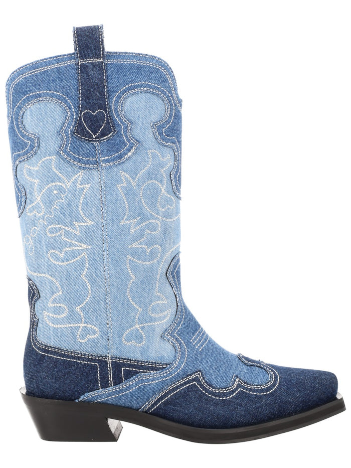 Ganni Blue Organic Cotton Boots