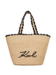 Karl Lagerfeld Natural Raffia Basket Bag Black Logo
