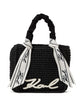 Karl Lagerfeld M Crochet Bag Black With White Ribs