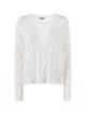 Base Milano White Crew-Neck Sweater With Braid Motif