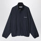 Acne Studios Navy Blue Zip-Up Jacket With Pinstripe Pattern