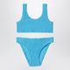 Mc2 Saint Barth Baker Bikini In Light Blue Crinkle Fabric