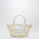 Jacquemus Small Soli Basket Bag In Natural/Silver Raffia