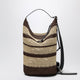 Loewe Loop Striped Raffia Bucket Bag In Chocolate/Natural