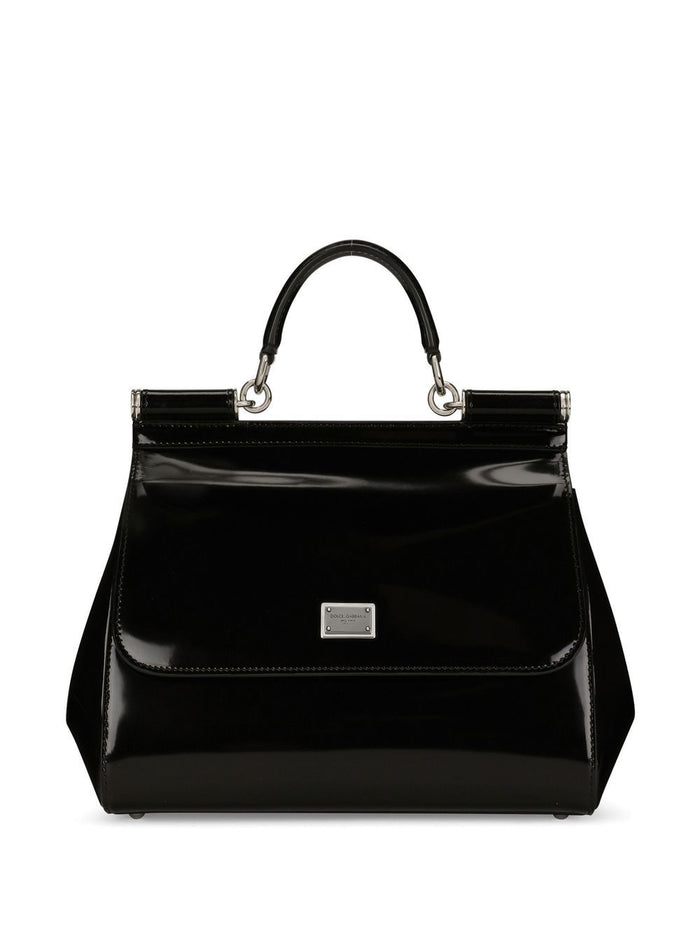 Dolce & Gabbana Sicly Large Shiny Leather Handbag