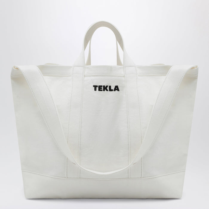 Tekla White Cotton Beach Bag