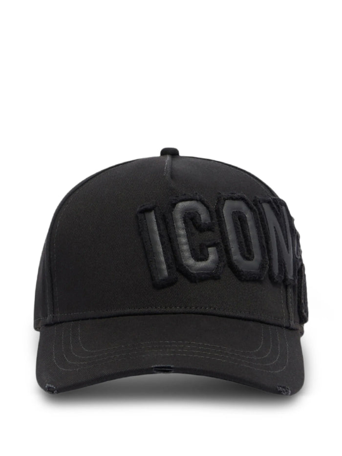 Dsquared2 Black Cotton Iconique Baseball Cap