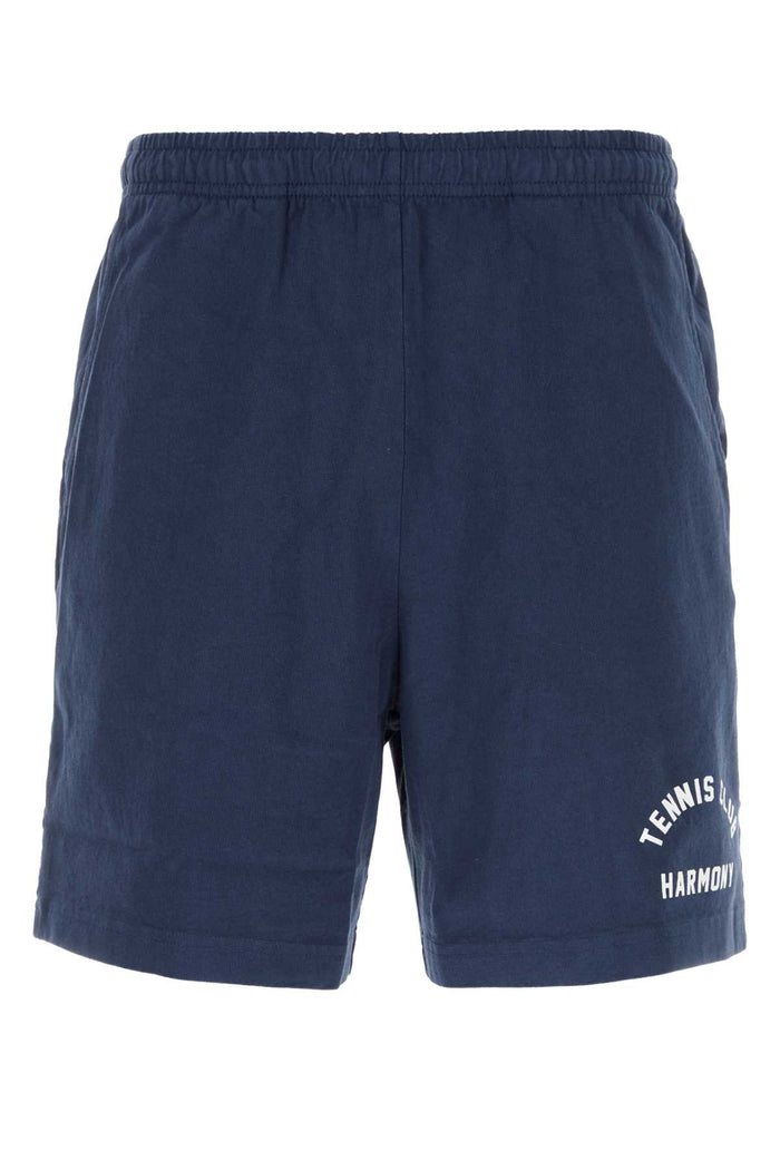 Harmony Navy Blue Cotton Bermuda Shorts