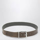 The Frankie Shop Sarno Belt In Smooth Olive Leather With Silver Buckle