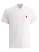 Ami Paris Ami De Coeur Unisex White Cotton Polo Shirt