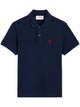 Ami Red Ami De Coeur Bleu Nuit Cotton Polo Shirt