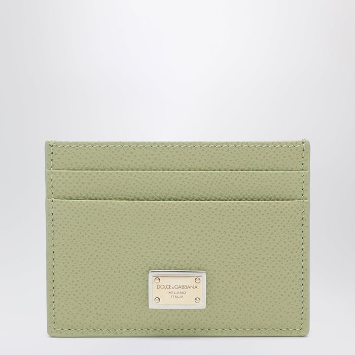 Dolce&Gabbana Sage Green Dauphine Leather Card Holder