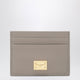 Dolce & Gabbana Taupe Leather Card Holder With Logo Plaque