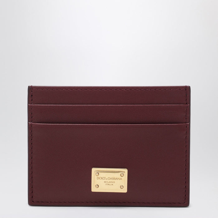 Dolce&Gabbana Bordeaux Leather Cardholder With Logo Plate