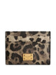 Dolce & Gabbana Card Holder In Leopardprint Dauphine Leather With Logo Plaque