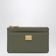 Dolce & Gabbana Zip Card Holder In Plongé Calfskin, Military Green