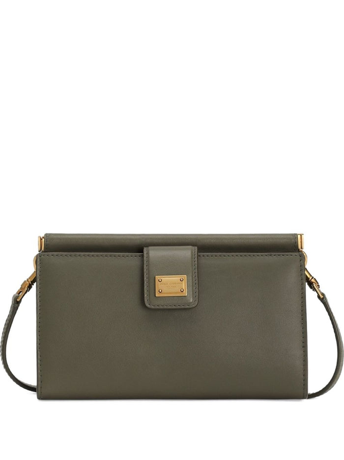 Dolce & Gabbana Plongé Calfskin Phone Bag In Military Green