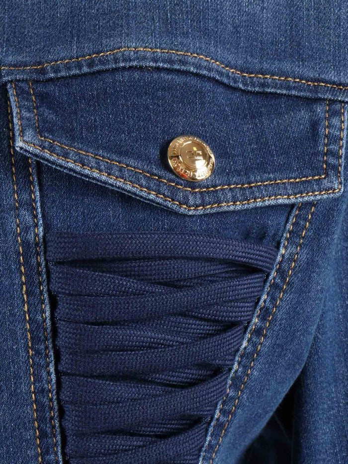 Elisabetta Franchi Denim Jacket With Zip And Gold Buttons