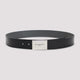 Givenchy Black And Grey Metal Plaque Calf Leather Belt