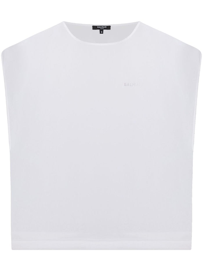 Balmain Transparent Crop Sleeve Top