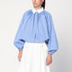 Patou Striped Balloon-Sleeve Shirt In Light Blue