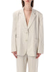 The Frankie Shop The Frankie Shop Lighr Beige Linen Soft Blazer