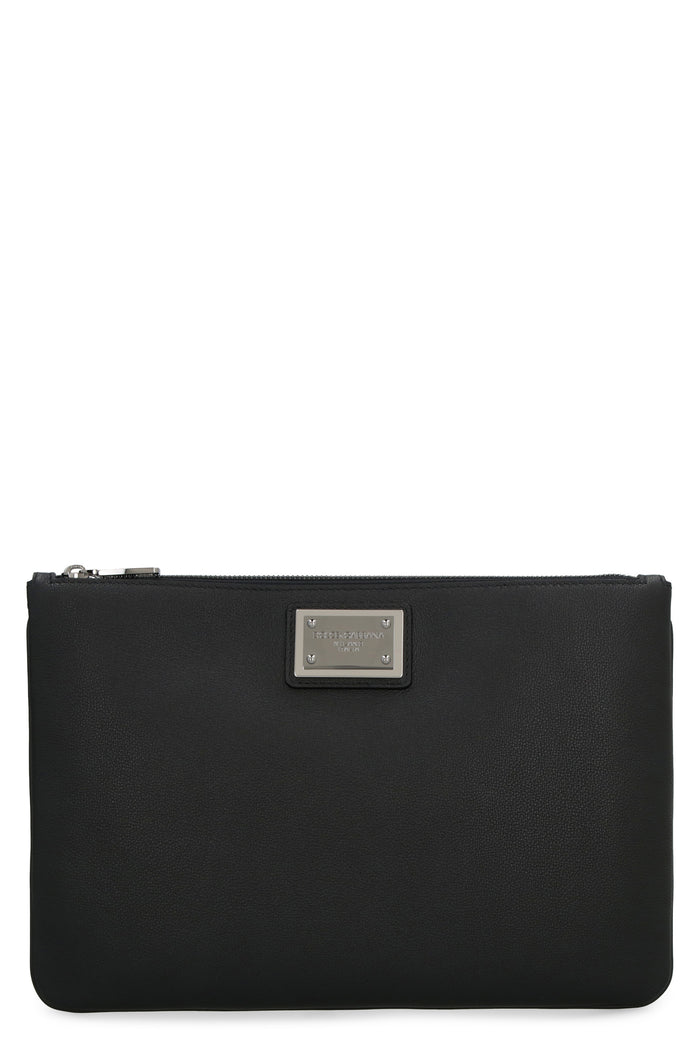 Dolce & Gabbana Black Leather And Nylon Pouch