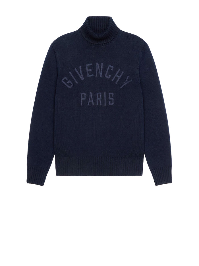 Givenchy Blue Cotton Turtle Neck Sweater