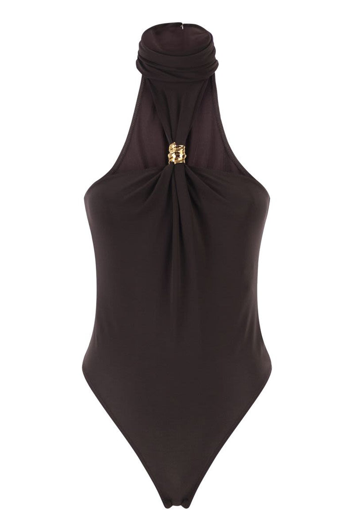 Elisabetta Franchi Crêpe Jersey Bodysuit With Jewel Detail
