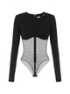Elisabetta Franchi Black Elisabetta Franchi Slim-Fit Monogram Jacquard Tulle Body Featuring Smooth Satin Padded Cups