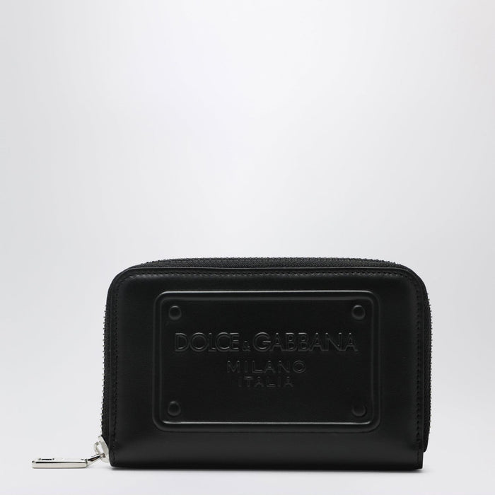 Dolce & Gabbana Small Black Ziparound Wallet With Embossed Logo