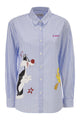 Mc2 Saint Barth Brigitte Striped Cotton Shirt With Looney Tunes Print
