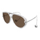 Bottega Veneta Grey-Silver-Brown Metal Sunglasses