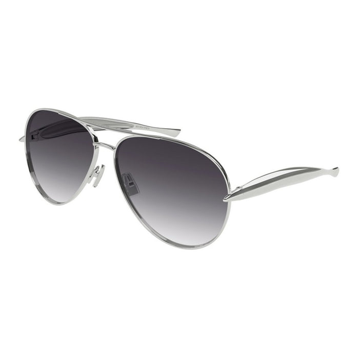 Bottega Veneta Silver-Silver-Grey Metal Sunglasses