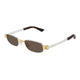 Bottega Veneta Silver-Silver-Brown Metal Sunglasses