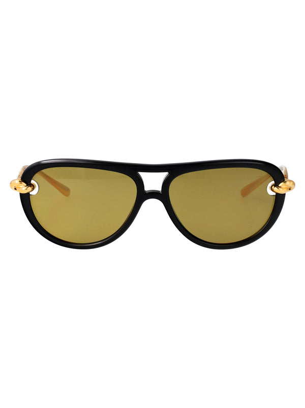 Bottega Veneta Black-Gold-Yellow Bio Injected Sunglasses