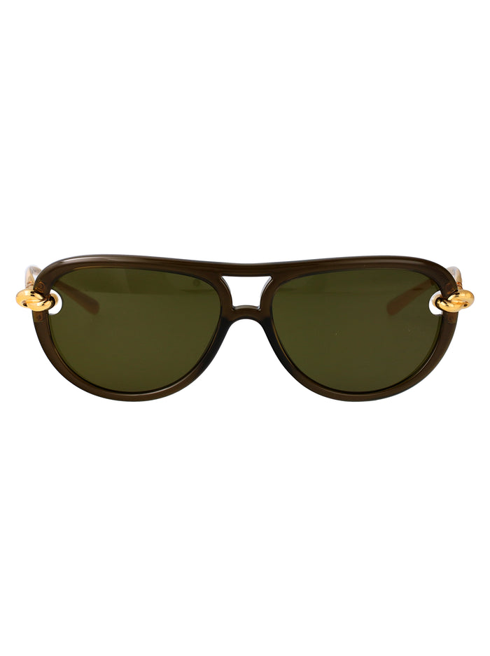 Bottega Veneta Green-Gold-Green Bio Injection Sunglasses